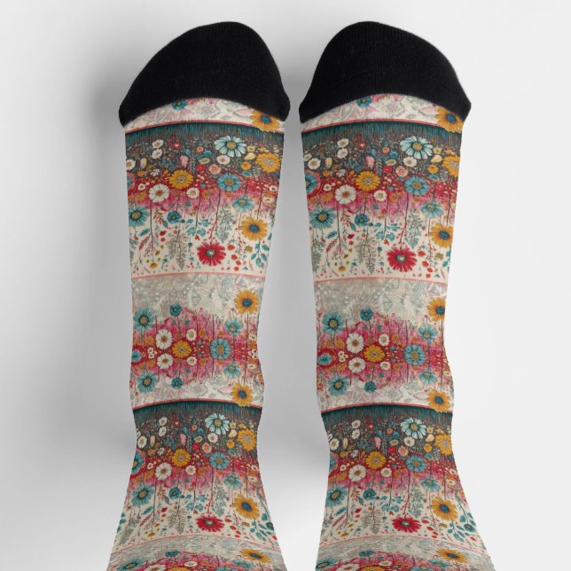 Retro Hippie: Patchwork Garden Socks (Top)