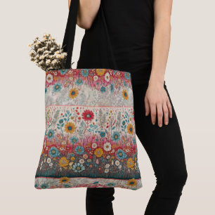 Retro Hippie: Patchwork Garden Tote Bag