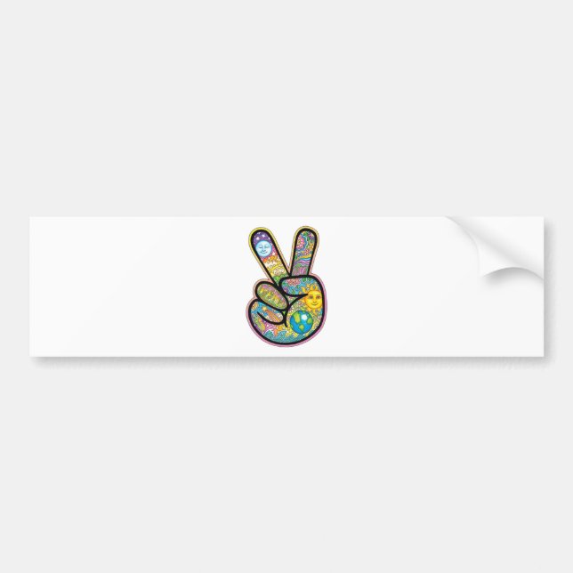 Retro Hippie Peace Bumper Sticker (Front)