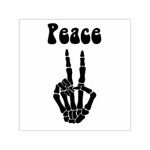 Retro Hippie Peace Skeleton Hand Sign Image Only Self-inking Stamp