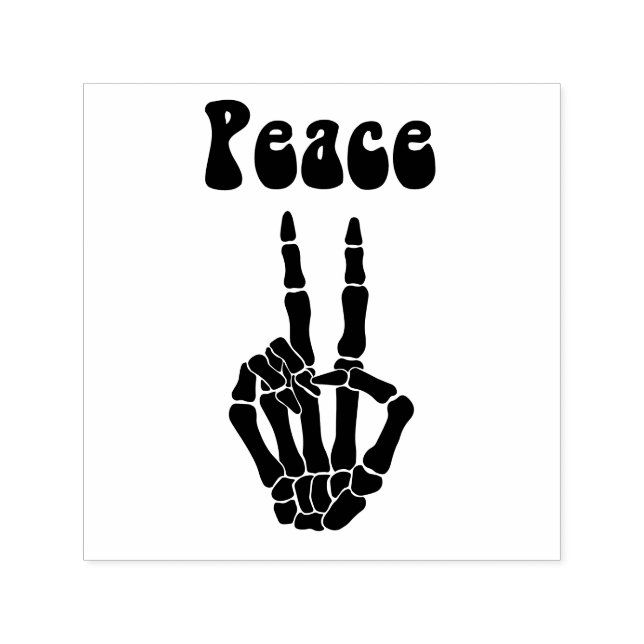 Retro Hippie Peace Skeleton Hand Sign Image Only Self-inking Stamp (Design)