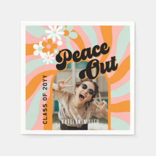 Retro Hippie Photo Graduation Napkin