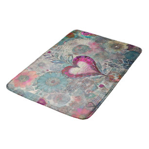Retro Hippie: Pink Heart Bath Mat