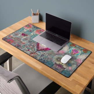 Retro Hippie: Pink Heart Desk Mat