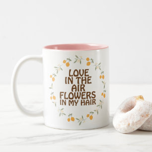 Retro Hippie Positive Quote  Two-Tone Coffee Mug