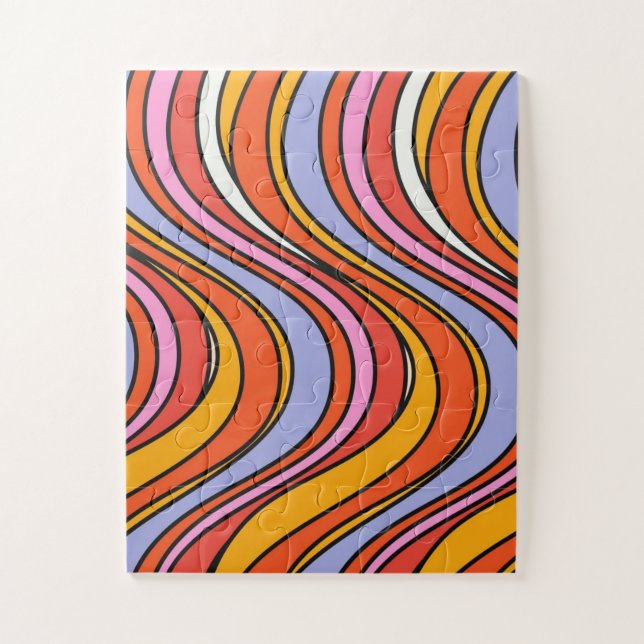 Retro Hippie Psychedelic Swirls Jigsaw Puzzle (Vertical)