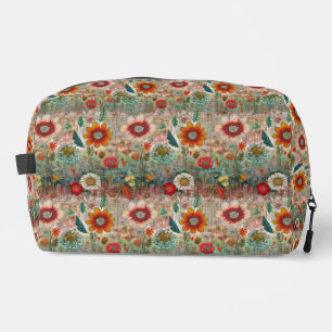 Retro Hippie: Red Flower Garden Toiletry Bag