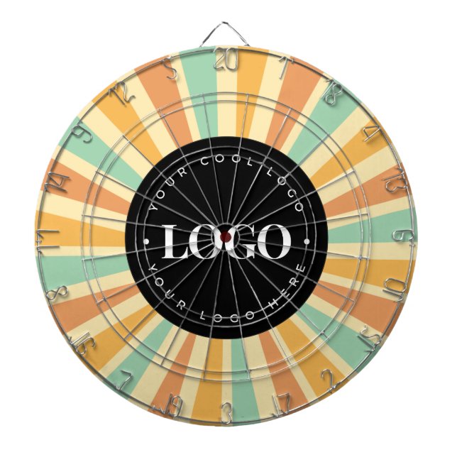 Retro Hippie Sunshine Sun Business Logo Groovy Dartboard (Front)