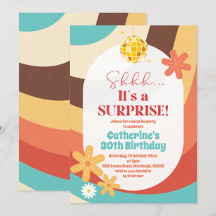 Retro Hippie Surprise Birthday Invitation