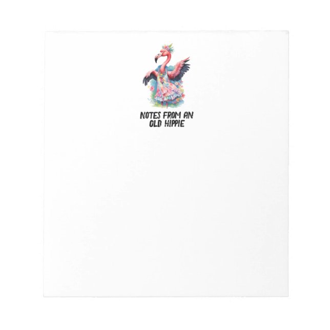 Retro Hippie Tie Dye Flamingo Humour Notepad (Front)