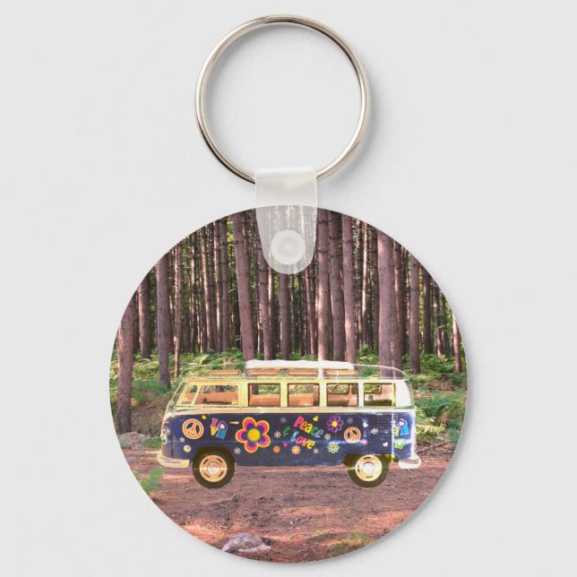 Retro Hippie Vintage westphalia  Key Ring (Front)