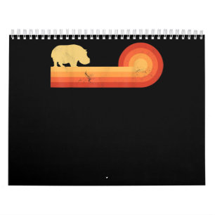 Retro Hippopotamus 60s 70s Hippo Calendar