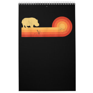Retro Hippopotamus 60s 70s Hippo Calendar