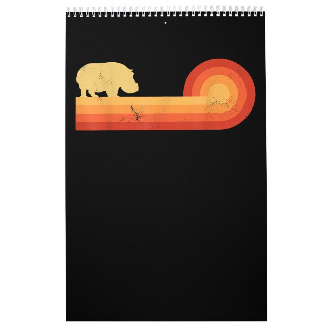 Retro Hippopotamus 60s 70s Hippo Calendar (Cover)