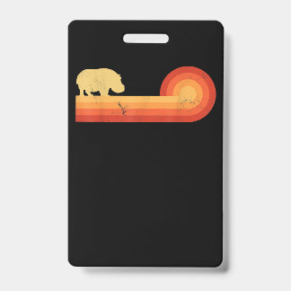Retro Hippopotamus 60s 70s Hippo ID Badge