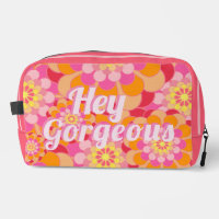 Retro Hippy Orange Pink Flowers Hey Gorgeous