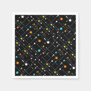 Retro Hipster Black Space Age Atomic Napkin