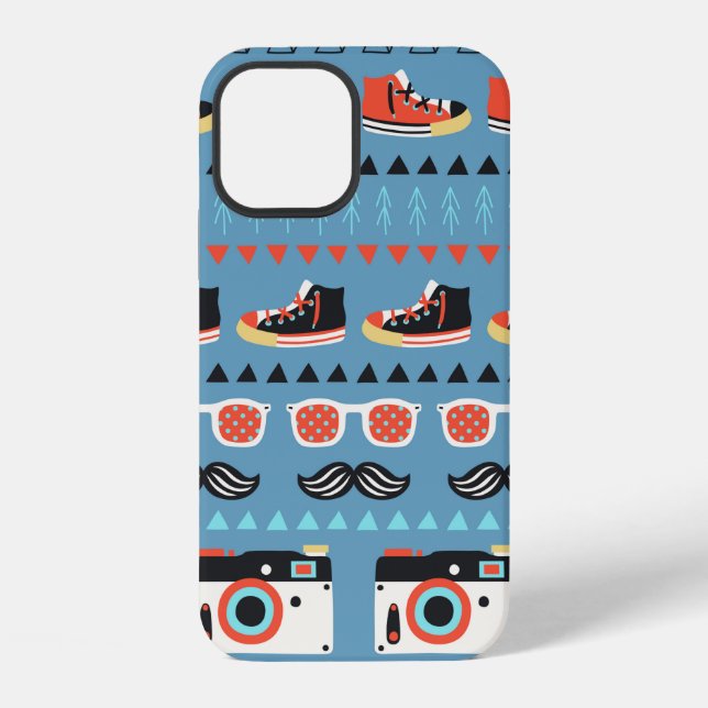 Retro hipster seamless pattern iPhone case (Back)