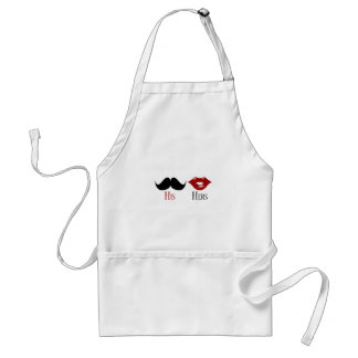 Retro His and Hers Black Handlebar Moustache Standard Apron