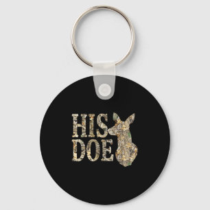 Retro His Doe Camo Deer Hunting Camouflage Matchin Key Ring