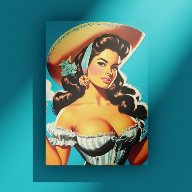Retro Hispanic Cowgirl Postcard (Creator Uploaded)