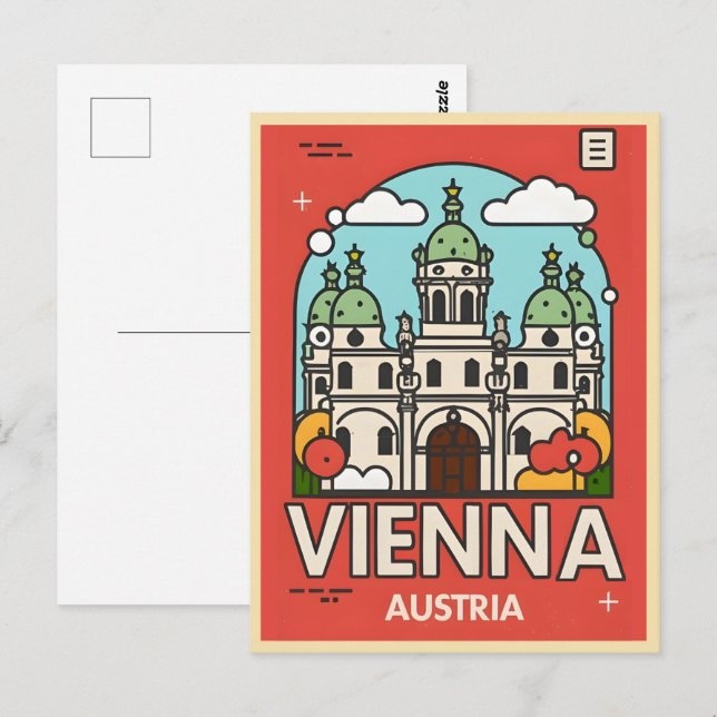 Retro Historical Vienna city Austria skyline gifts Postcard (Front/Back)