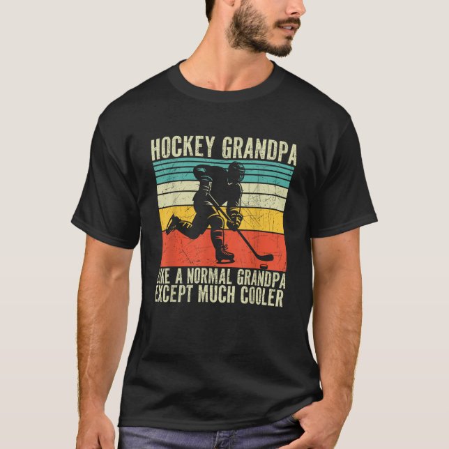 Retro Hockey Grandpa Funny Hockey Player Ice Hocke T-Shirt (Front)