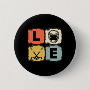 Retro Hockey Lovers Apparels For Men Womens Player 6 Cm Round Badge