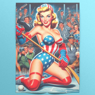 Retro Hockey Pin-up Tissue Paper