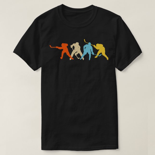 Retro Hockey Players Funny Hockey T-Shirt (Design Front)