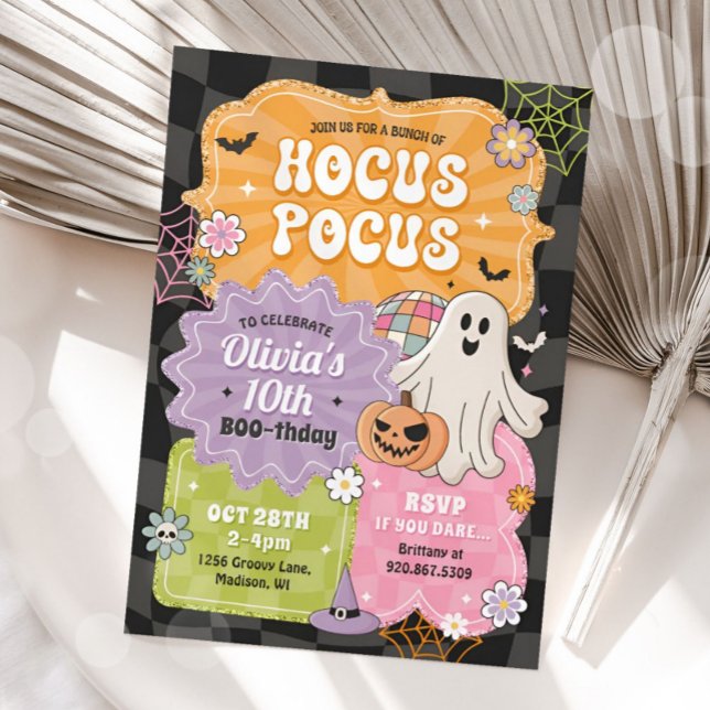 Retro Hocus Pocus Halloween Birthday Invitation (Creator Uploaded)