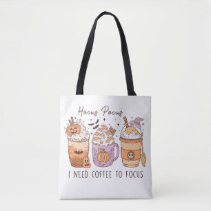 Retro Hocus Pocus I Need Coffee to Focus Tote Bag