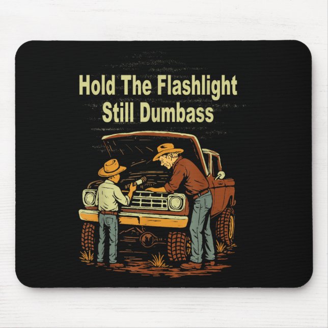 Retro Hold The Flashlight Still Dumb Car Fixing Da Mouse Mat (Front)