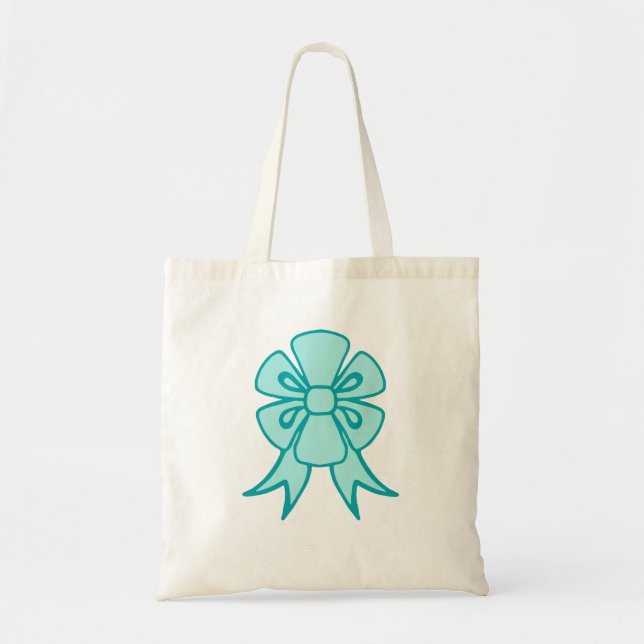 Retro Holiday Aqua Bow Tote Bag Gift (Front)