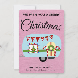 Retro Holiday Camper Personalised Christmas Card
