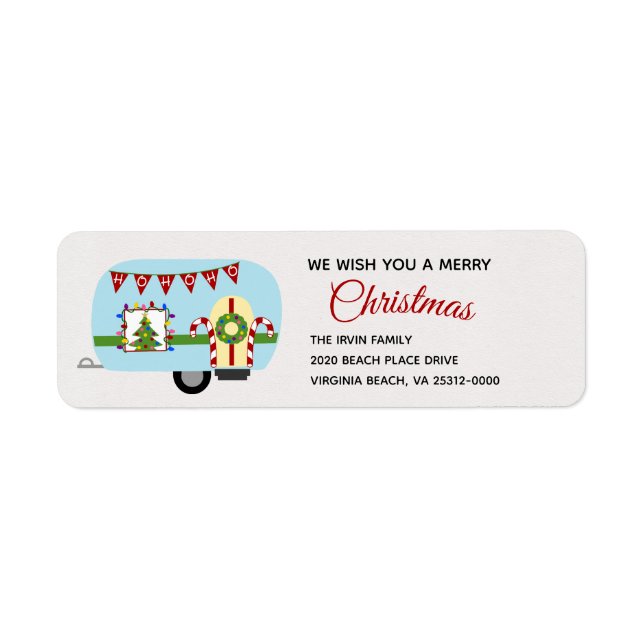 Retro Holiday Camper Personalised Return Address (Front)