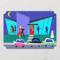 Retro Holiday Cartoon Party Invitations
