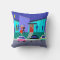 Retro Holiday Cartoon Party Throw Pillow