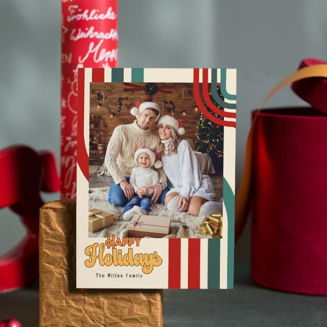 Retro Holiday Christmas friends family card (Creator Uploaded)