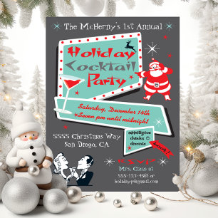 Retro Holiday Christmas party Invitations