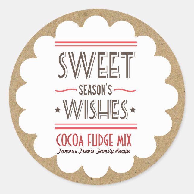 Retro Holiday Cookie Sweets Craft Paper Gift Label (Front)