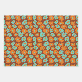 retro holiday floral wrapping paper sheet