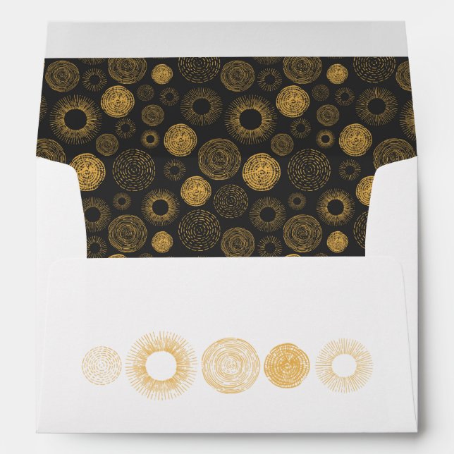 Retro Holiday Gold Burst Sparkler Christmas Envelope (Back (Bottom))