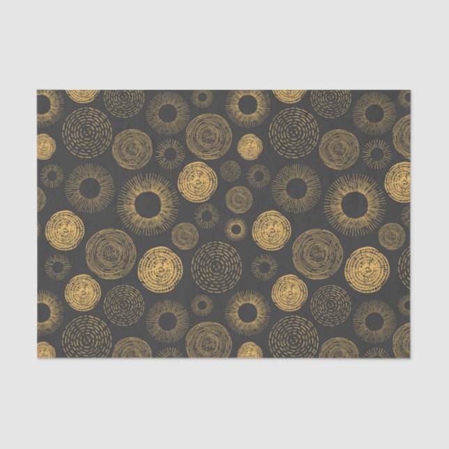 Retro Holiday Gold Burst Sparkler Christmas Tissue Paper (Front)