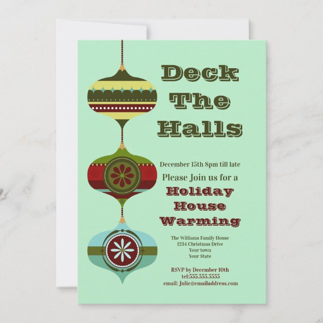 Retro Holiday | Holiday House Warming  Party Invitation (Front)