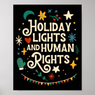 Retro Holiday Lights And Human Rights Suprters Chr Poster