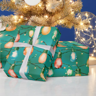 Retro Holiday Lights Fun Cute Modern Christmas Wrapping Paper