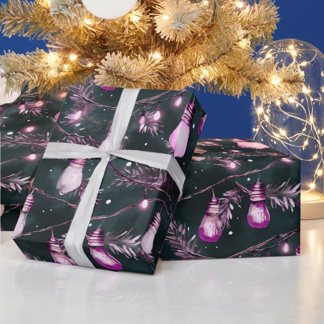 Retro Holiday Lights Fun Cute Modern Christmas Wrapping Paper (Holidays)