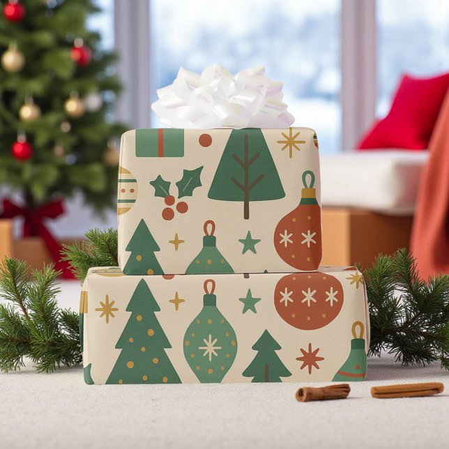 Retro Holiday Mid Century Modern  Wrapping Paper (Creator Uploaded)