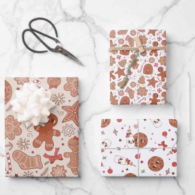 Retro Holiday Milk & Christmas Cookies Wrapping Paper Sheet (Front)